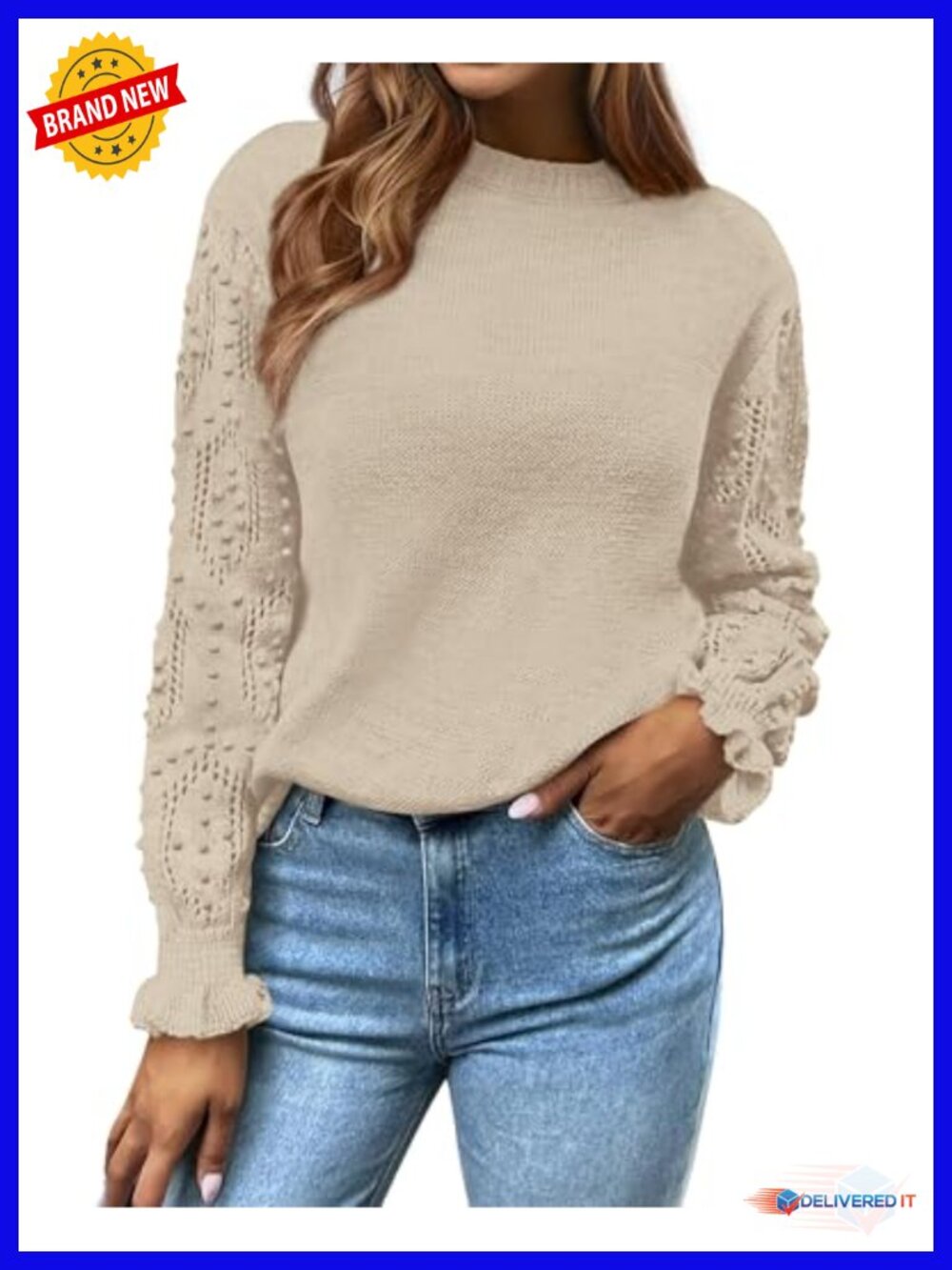 Hollow Out Knit Pullover Sweater Women Fall Tops Casual